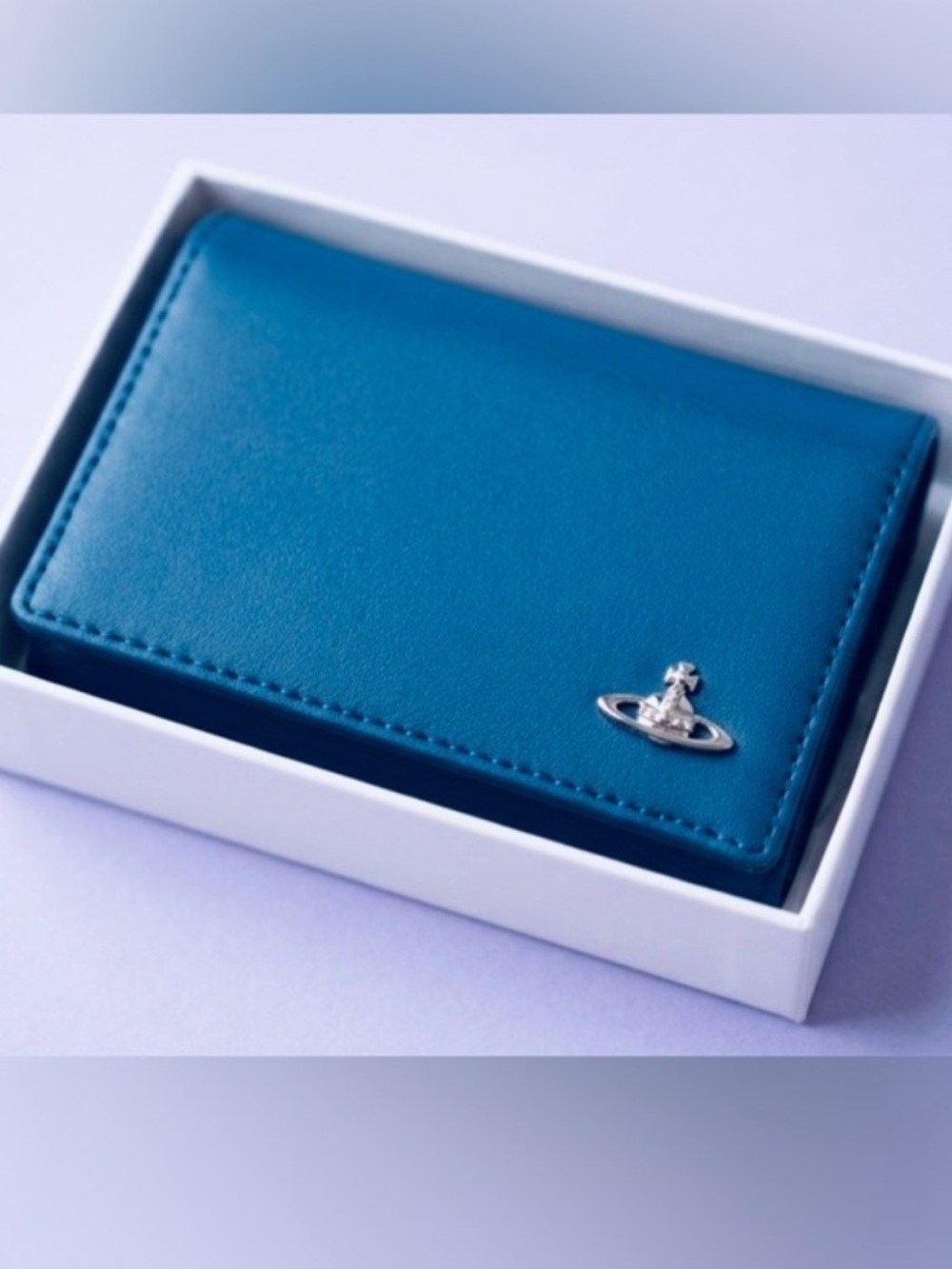 Vivienne Westwood Orb Wallet Blue Saffiano Vegan Leather